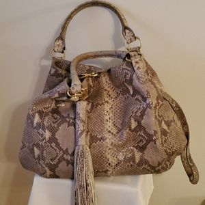 Snake skin faux hobo handbag